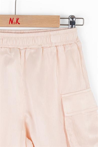 Nk Kids Kız Çocuk 8-14 Yaş Cep Detaylı Jakarlı Saten Şort 58340 Somon