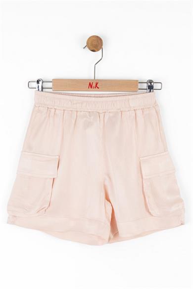 Nk Kids Kız Çocuk 8-14 Yaş Cep Detaylı Jakarlı Saten Şort 58340 Somon