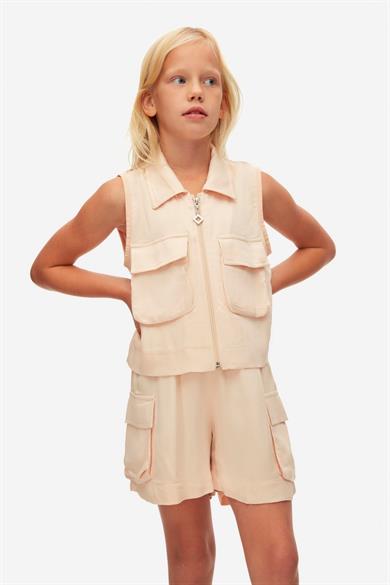 Nk Kids Kız Çocuk 8-14 Yaş Cep Detaylı Jakarlı Saten Şort 58340 Somon