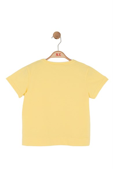 Nk Kids Kız Çocuk 8-14 Yaş Çiçek Baskılı Kısa Kol T-shirt Sarı