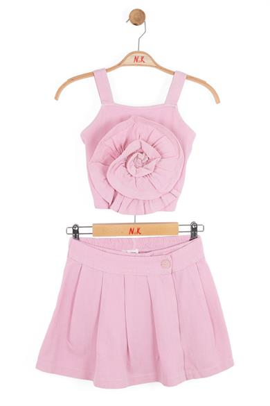 Nk Kids Kız Çocuk 8-14 Yaş Crop-Şort Etekli İkili Takım 18304 Pembe