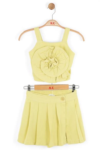 Nk Kids Kız Çocuk 8-14 Yaş Crop-Şort Etekli İkili Takım 18304 Yeşil