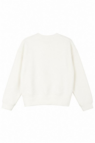Nk Kids Kız Çocuk 8-14 Yaş Desenli Sweatshirt Krem