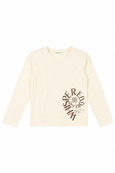 Nk Kids Kız Çocuk 8-14 Yaş Desenli Uzunkol Body Krem