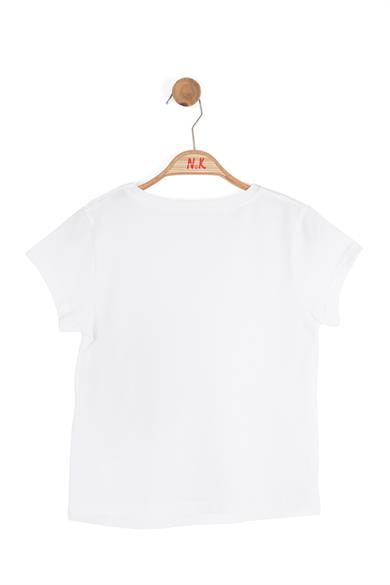 Nk Kids Kız Çocuk 8-14 Yaş İstiridye Desenli İncili Kısa Kol T-Shirt Ekru