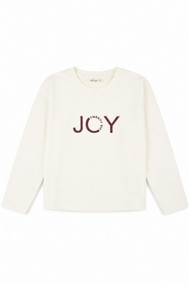 Nk Kids Kız Çocuk 8-14 Yaş Joy Desenli Uzunkol T-Shirt Ekru