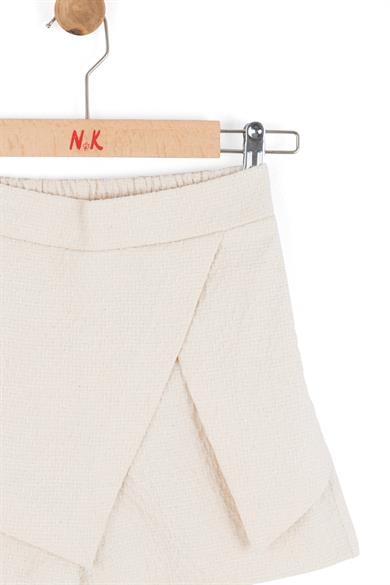 Nk Kids Kız Çocuk 8-14 Yaş Kabartma Dokulu Şort Etek Krem