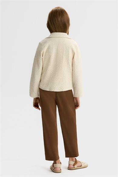 Nk Kids Kız Çocuk 8-14 Yaş Kabartma Dokulu Motifli Ceket Krem