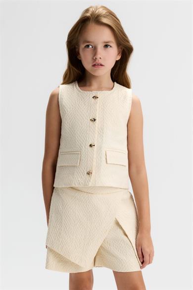 Nk Kids Kız Çocuk 8-14 Yaş Kabartma Dokulu Şort Etek Krem