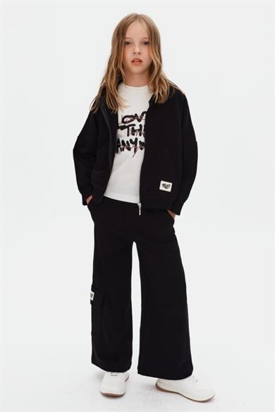 Nk Kids Kız Çocuk 8-14 Yaş Kapüşonlu Eşofman Takımı Siyah