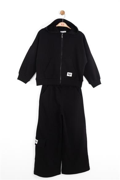 Nk Kids Kız Çocuk 8-14 Yaş Kapüşonlu Eşofman Takımı Siyah