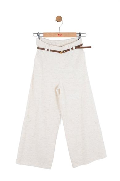 Nk Kids Kız Çocuk 8-14 Yaş Kemerli Müslin Kumaş Palazzo Pantolon Krem
