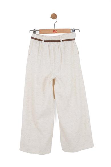 Nk Kids Kız Çocuk 8-14 Yaş Kemerli Müslin Kumaş Palazzo Pantolon Krem