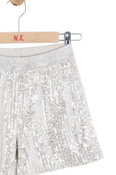 Nk Kids Kız Çocuk 8-14 Yaş Lastikli Bel Payetli Şort Krem