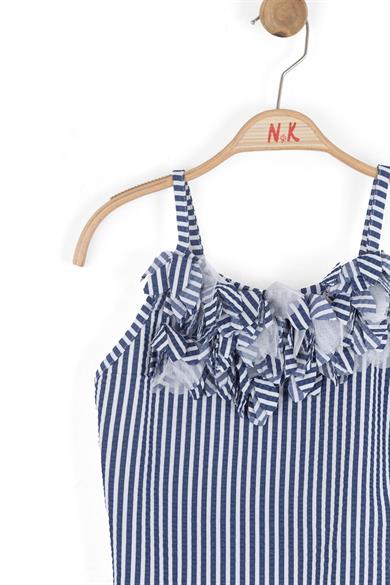 Nk Kids Kız Çocuk 8-14 Yaş Marin Desen İp Askılı Crop Lacivert