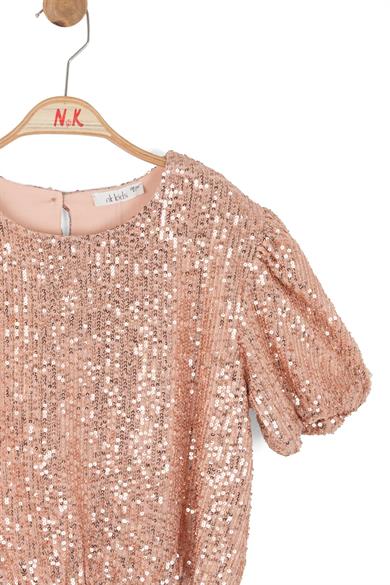 Nk Kids Kız Çocuk 8-14 Yaş Pul Payet Karpuz Kol Bluz Pembe