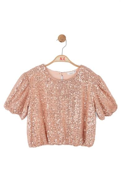 Nk Kids Kız Çocuk 8-14 Yaş Pul Payet Karpuz Kol Bluz Pembe