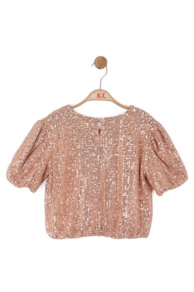 Nk Kids Kız Çocuk 8-14 Yaş Pul Payet Karpuz Kol Bluz Pembe