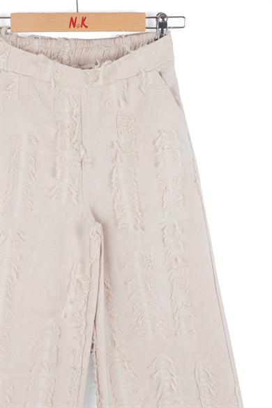 Nk Kids Kız Çocuk 8-14 Yaş Püskül Detaylı Keten Pantolon Krem