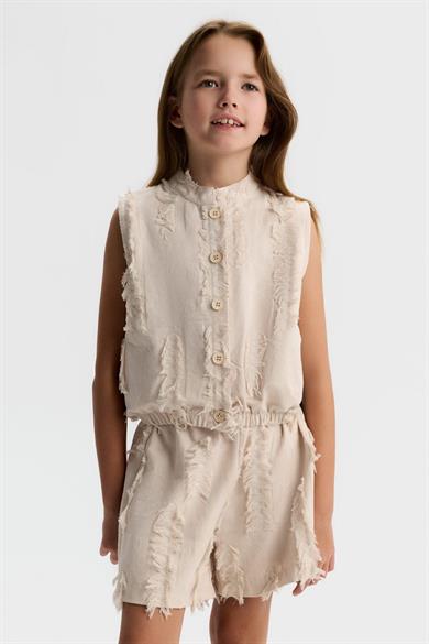 Nk Kids Kız Çocuk 8-14 Yaş Püskül Detaylı Keten Yelek Krem