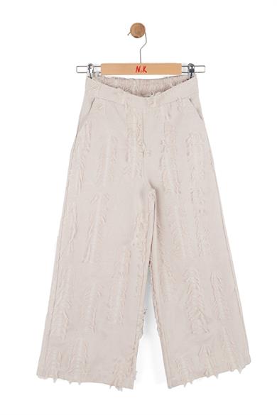 Nk Kids Kız Çocuk 8-14 Yaş Püskül Detaylı Keten Pantolon Krem