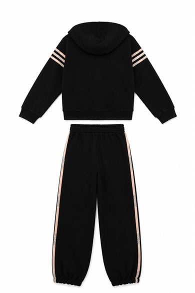 Nk Kids Kız Çocuk 8-14 Yaş Şerit Detaylı İkili Eşofman Takımı Siyah