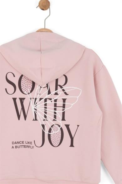 Nk kids Kız Çocuk 8-14 Yaş Sırt Baskılı Kapüşonlu Sweatshirt Pudra