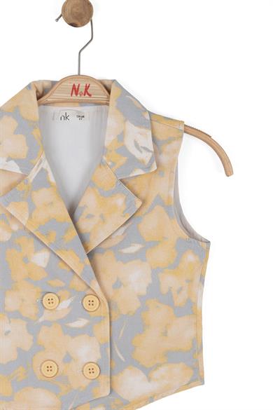 Nk Kids Kız Çocuk 8-14 Yaş Soyut Çicek Baskılı Yelek Sarı