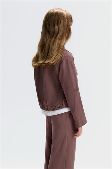 Nk Kids Kız Çocuk 8-14 Yaş Tensel Kumaş Mevsimlik Ceket Kahverengi