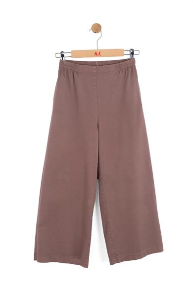Nk Kids Kız Çocuk 8-14 Yaş Tensel Kumaş Bol Paça Pantolon Kahverengi