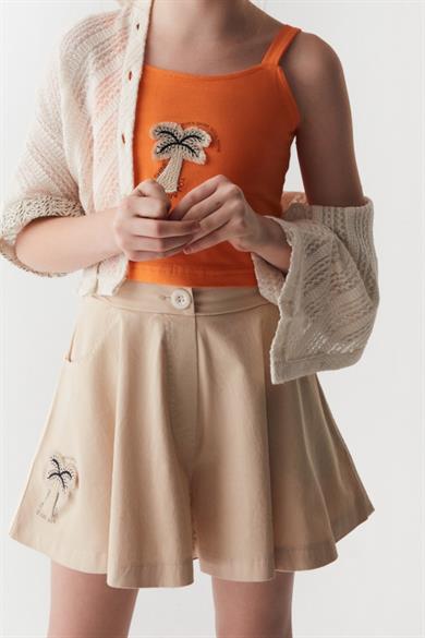 Nk Kids Kız Çocuk 8-14 Yaş Valonlu Şort 56344 Krem