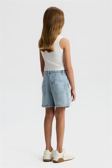 Nk Kids Kız Çocuk 8-14 Yaş Yırtıklı Denim Şort Etek Mavi