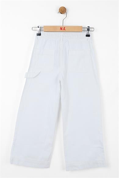 Nk Kids Kız Çocuk Bol Paça Cepli Denim Pantolon 56706 Beyaz