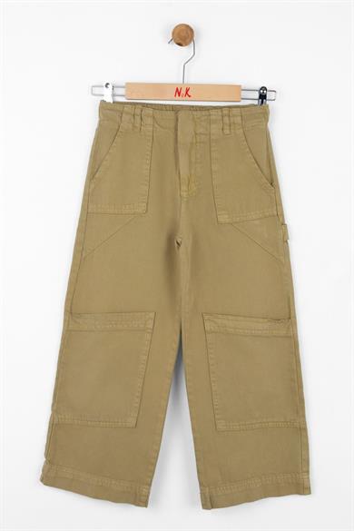 Nk Kids Kız Çocuk Bol Paça Cepli Denim Pantolon 56706 Haki