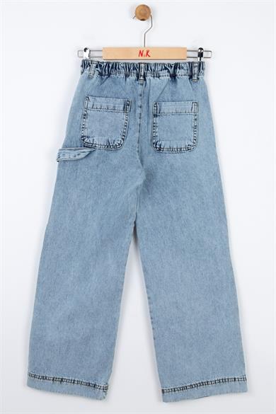 Nk Kids Kız Çocuk Bol Paça Cepli Kot Pantolon 56708 Kot Mavi