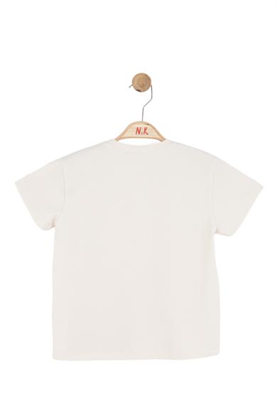 Nk Kids Kız Çocuk 4-8 Yaş Çicek Motifli Kısa Kol T-shirt Bej