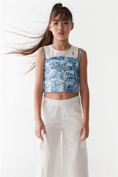 Nk Kids Kız Çocuk Desenli Body 36316 Ekru-Mavi