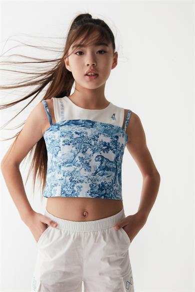 Nk Kids Kız Çocuk Desenli Body 36316 Ekru-Mavi