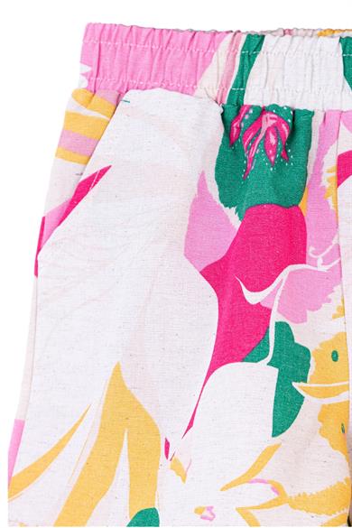 NK Kids Kız Çocuk Desenli Keten Şort 54500 Pembe