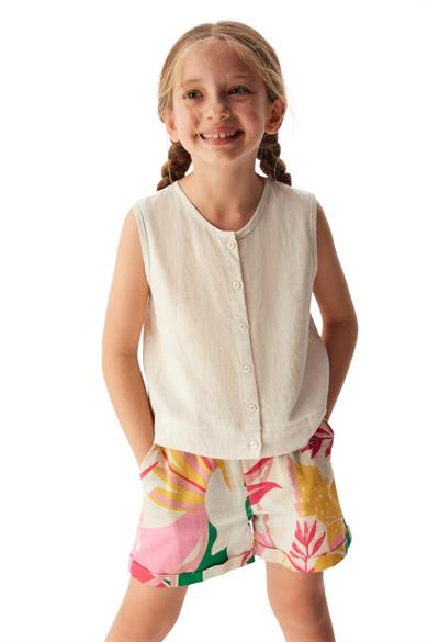 NK Kids Kız Çocuk Desenli Keten Şort 54500 Pembe