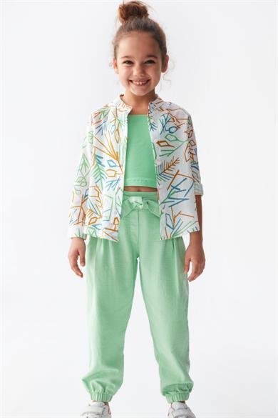 Nk Kids Kız Çocuk  Desenli Uzun Kol Yazlık Gömlek 36509 Ekru