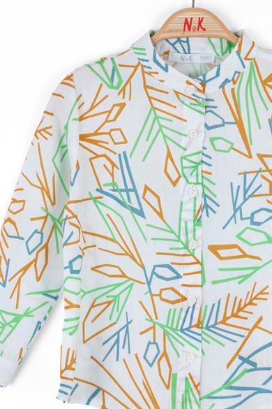 Nk Kids Kız Çocuk  Desenli Uzun Kol Yazlık Gömlek 36509 Ekru