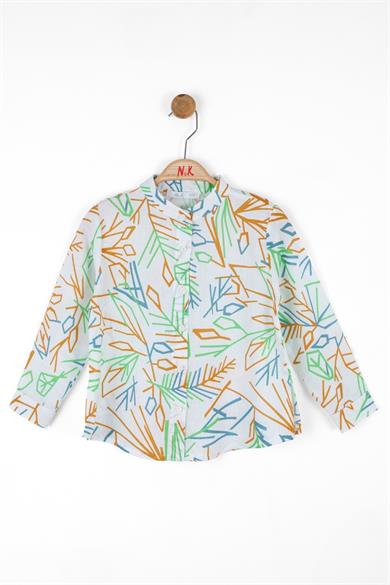 Nk Kids Kız Çocuk  Desenli Uzun Kol Yazlık Gömlek 36509 Ekru