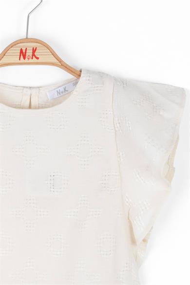 Nk Kids Kız Çocuk Fırfırlı Kol İşlemeli Bluz 36525 Krem