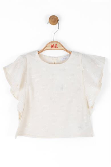 Nk Kids Kız Çocuk Fırfırlı Kol İşlemeli Bluz 36525 Krem