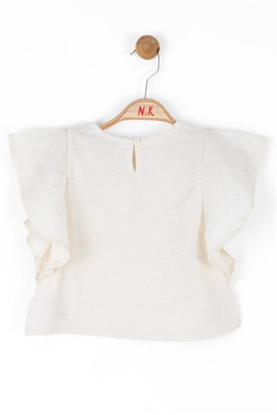 Nk Kids Kız Çocuk Fırfırlı Kol İşlemeli Bluz 36525 Krem