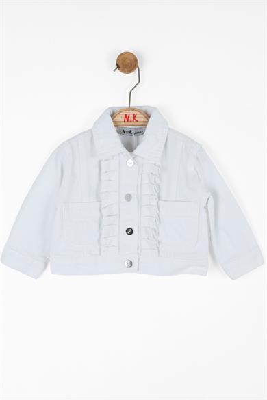 Nk Kids Kız Çocuk Fırfırlı Renkli Denim Ceket 36702 Beyaz