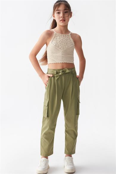 Nk Kids Kız Çocuk Kargo Cep Kemerli Paraşüt Pantolon 56329 Haki