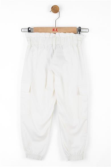 Nk Kids Kız Çocuk Kargo Cep Lastikli Paça Pantolon 56704 Ekru