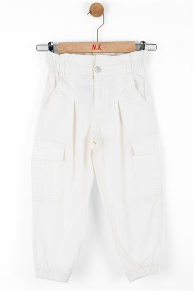 Nk Kids Kız Çocuk Kargo Cep Lastikli Paça Pantolon 56704 Ekru